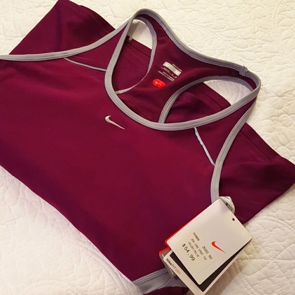 🌸HOST PICK🌸NIKE  FIT DRY Women's Mulberry/Silver Sport Athletic TOP Med